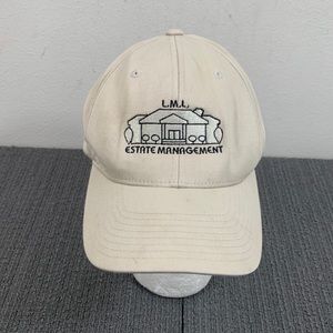 L.M.L. Estate Management Baseball Hat Mens L/XL Tan Flexfit Cap Yupoong